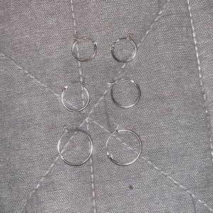 Sterling Silver Hoop Earrings Pack 3